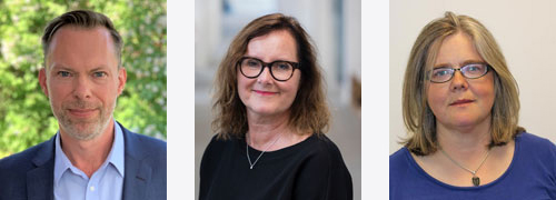 Presschef Mattias Ragert, pressekreterare Michaela Linderoth, presskommunikatör Erika Karlsson.