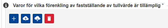 Illustration av knapparna Lägg till, Importera och Exportera