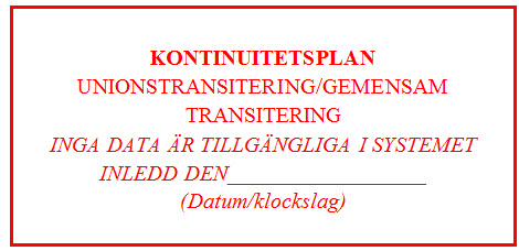 Stämpel kontinuitetsplan unionstransitering, gemensam transitering