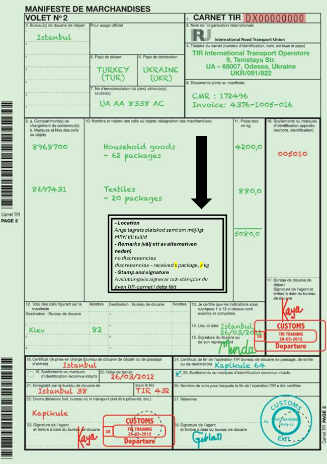 Bild på en TIR Carnet