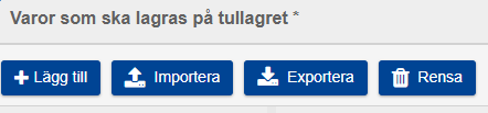 Illustration av knapparna Lägg till, Importera och Exportera