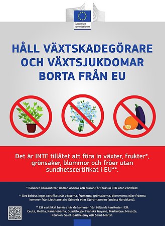 EU poster text: Håll växtskadegörare och växtsjukdomar borta från EU